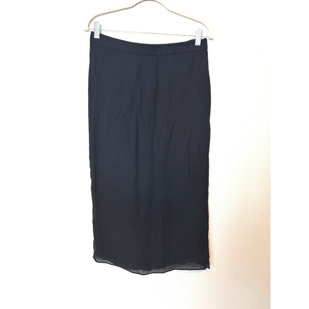 Tibi New York Black Sheer Hem Midi Skirt Size 4 RSUOPR52451